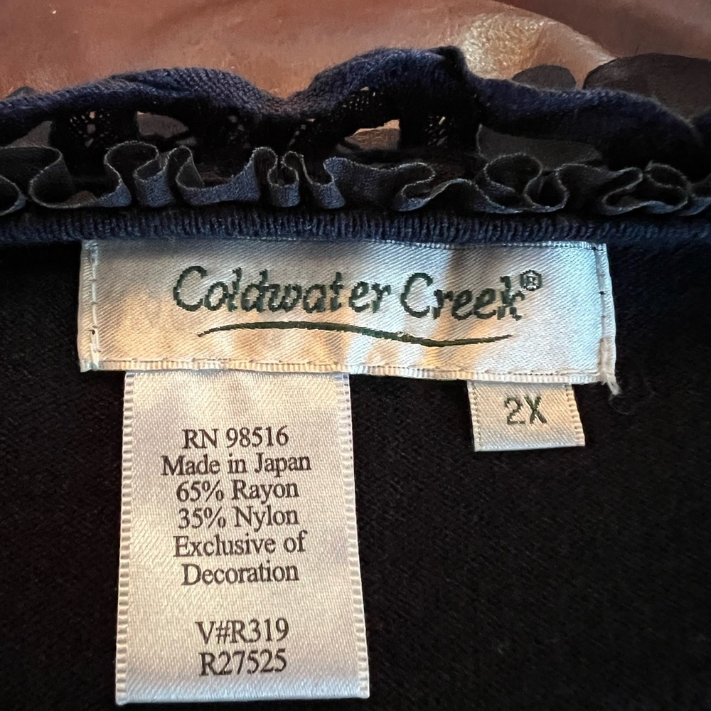 Coldwater Creek navy blue v-neck ruffled sweater. Size 2X. - Picture 6 of 8